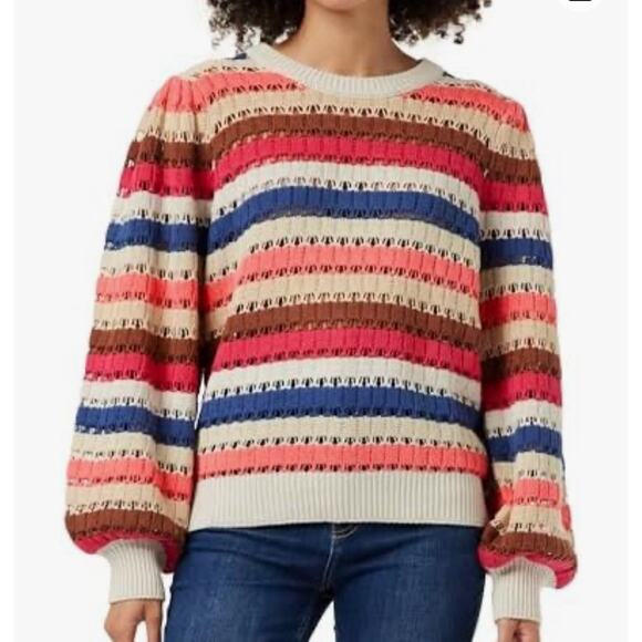 Minus Women's Mikala Long Sleeve Knit Pullover Long Sleeve Stripe Multi Relax XL - Picture 1 of 12